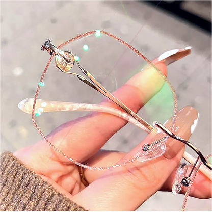 Women Diamond Rimless Anti-Blue Light presbyopia Glasses