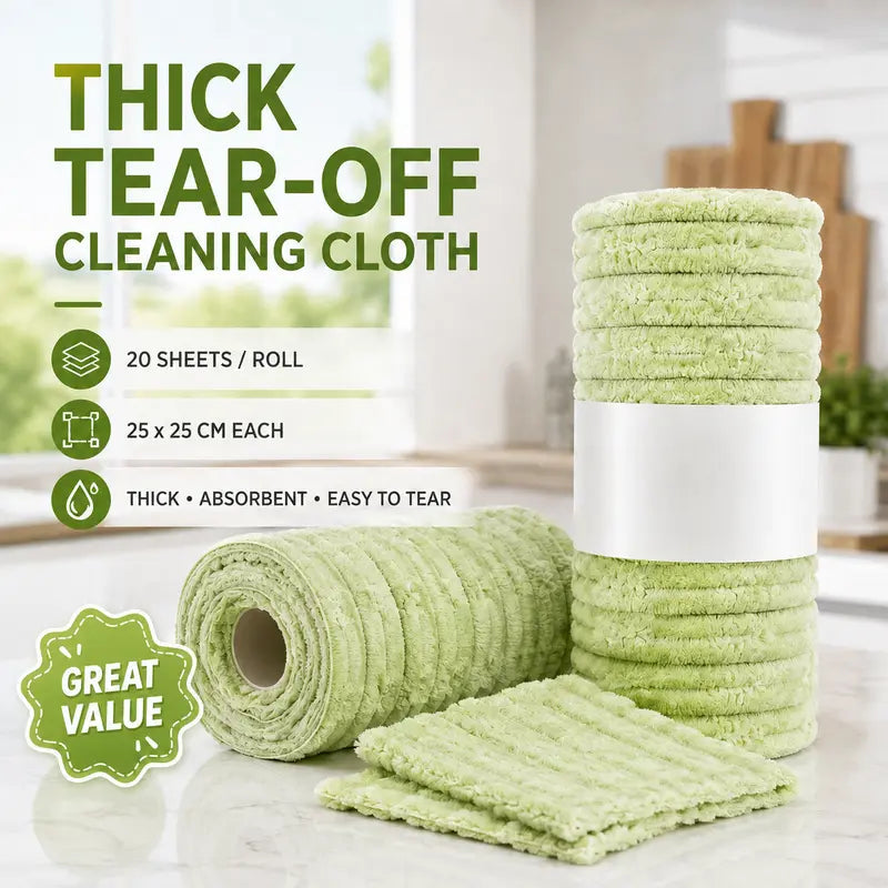Thick Tear-Off Cleaning Cloth Roll | Reusable Absorbent Kitchen Wipes