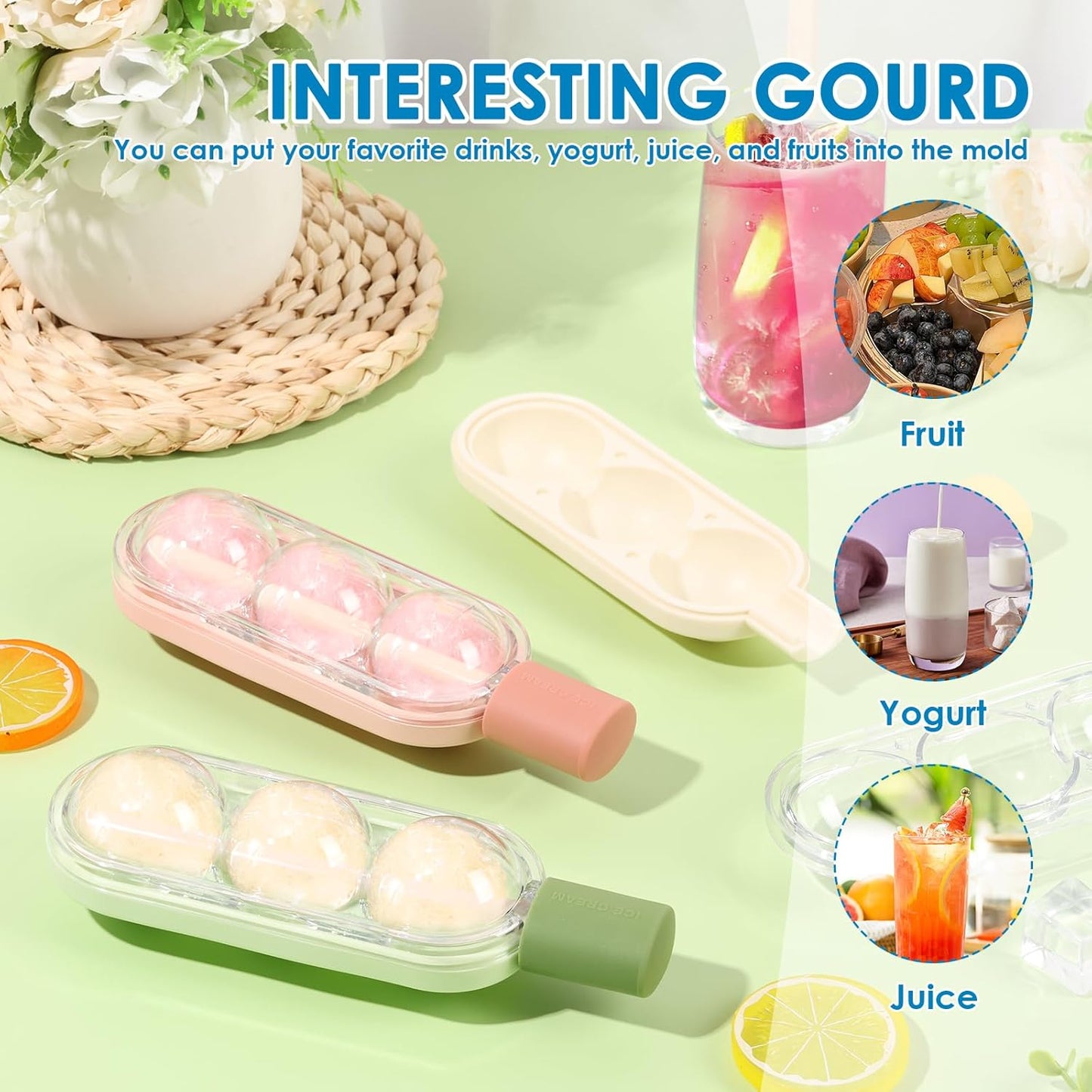 3-in-1 Ice Lollipop Shape Tray And Portable Frozen Treats