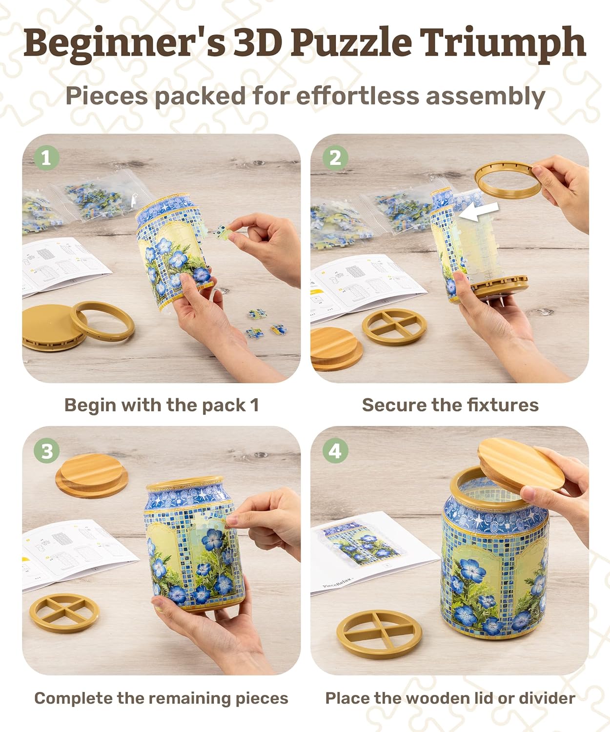 PieceRelax 3D Puzzle 128 Plastic Pieces for Adults