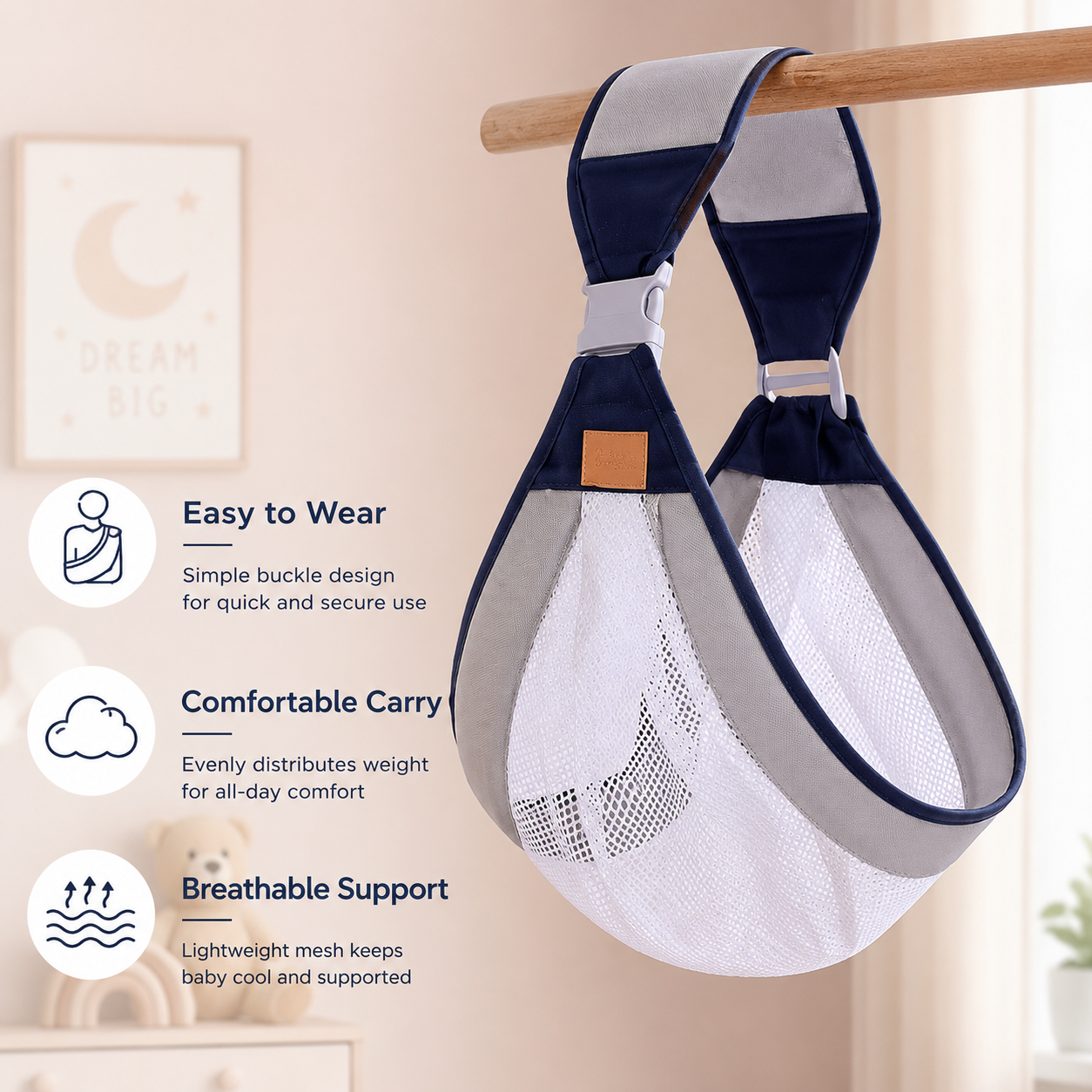 Adjustable Baby Sling Carrier – Lightweight Breathable Mesh👩🏻‍🍼
