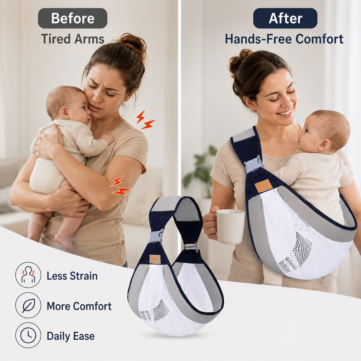 Adjustable Baby Sling Carrier – Lightweight Breathable Mesh👩🏻‍🍼