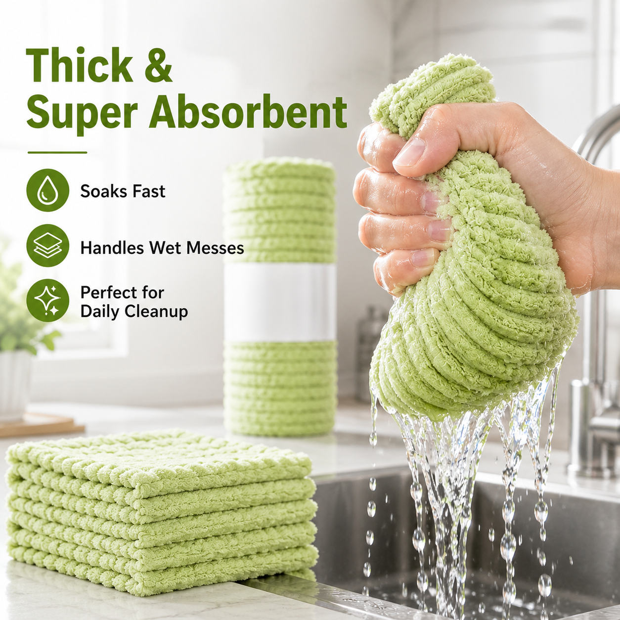 Thick Tear-Off Cleaning Cloth Roll | Reusable Absorbent Kitchen Wipes