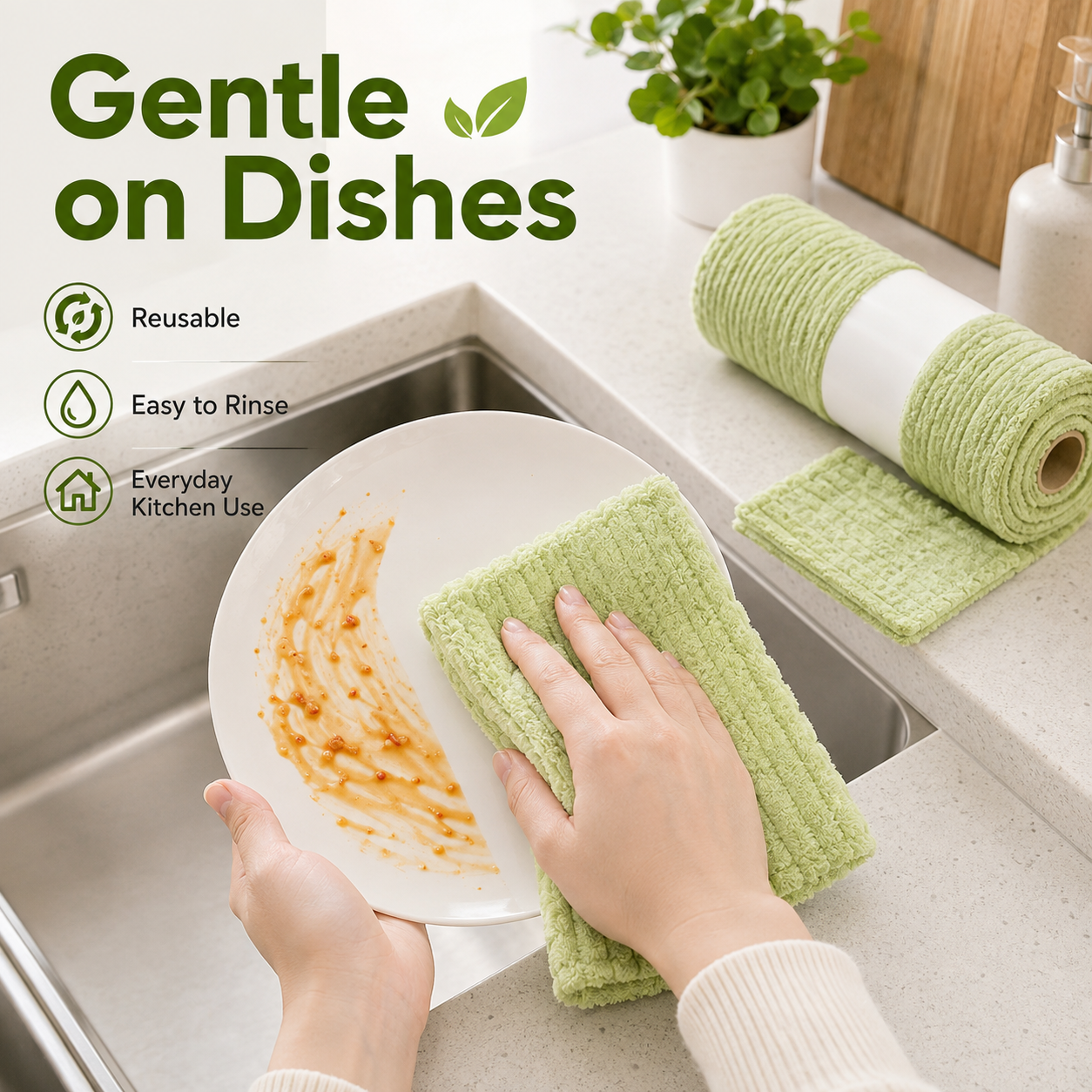 Thick Tear-Off Cleaning Cloth Roll | Reusable Absorbent Kitchen Wipes