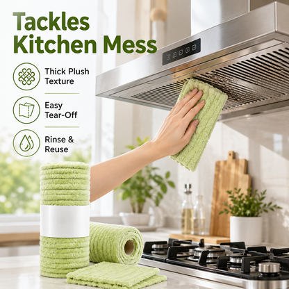 Thick Tear-Off Cleaning Cloth Roll | Reusable Absorbent Kitchen Wipes