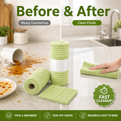 Thick Tear-Off Cleaning Cloth Roll | Reusable Absorbent Kitchen Wipes