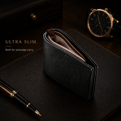 Premium MAG Black Leather Magnetic Wallet
