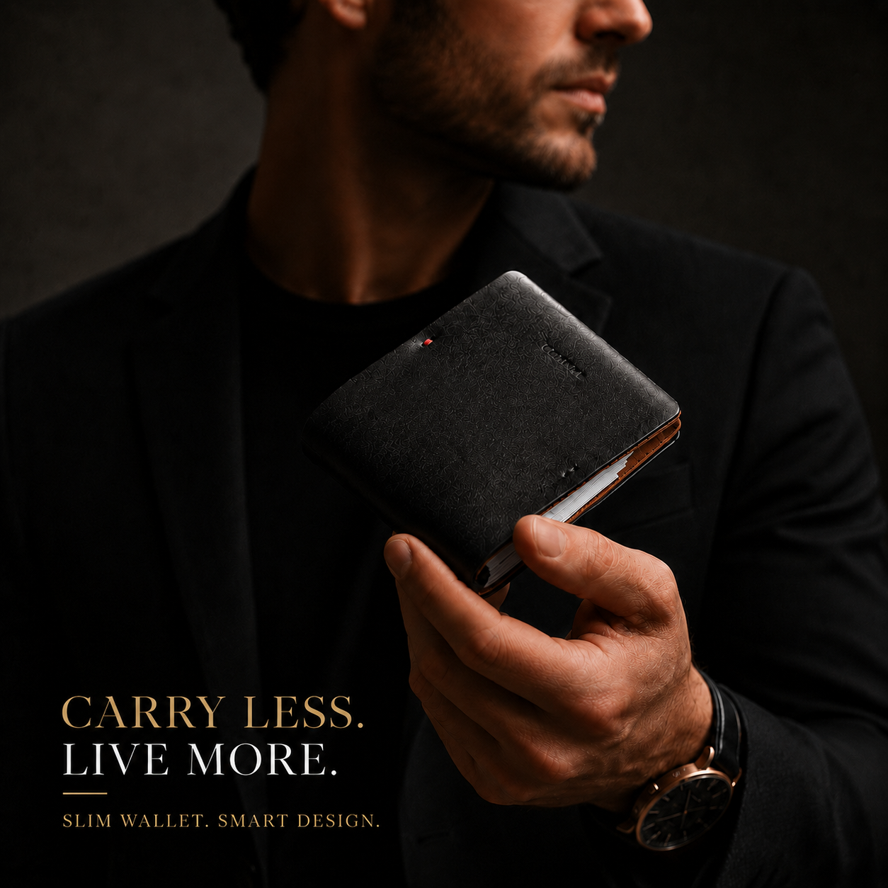 Premium MAG Black Leather Magnetic Wallet