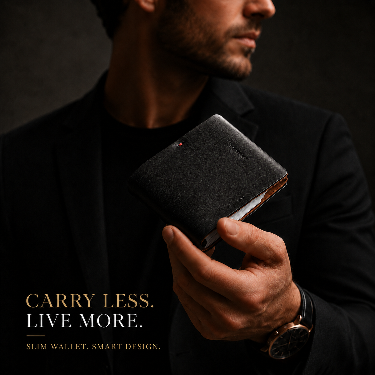 Premium MAG Black Leather Magnetic Wallet
