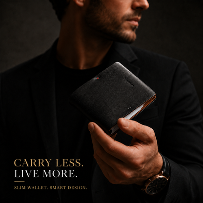 Premium MAG Black Leather Magnetic Wallet