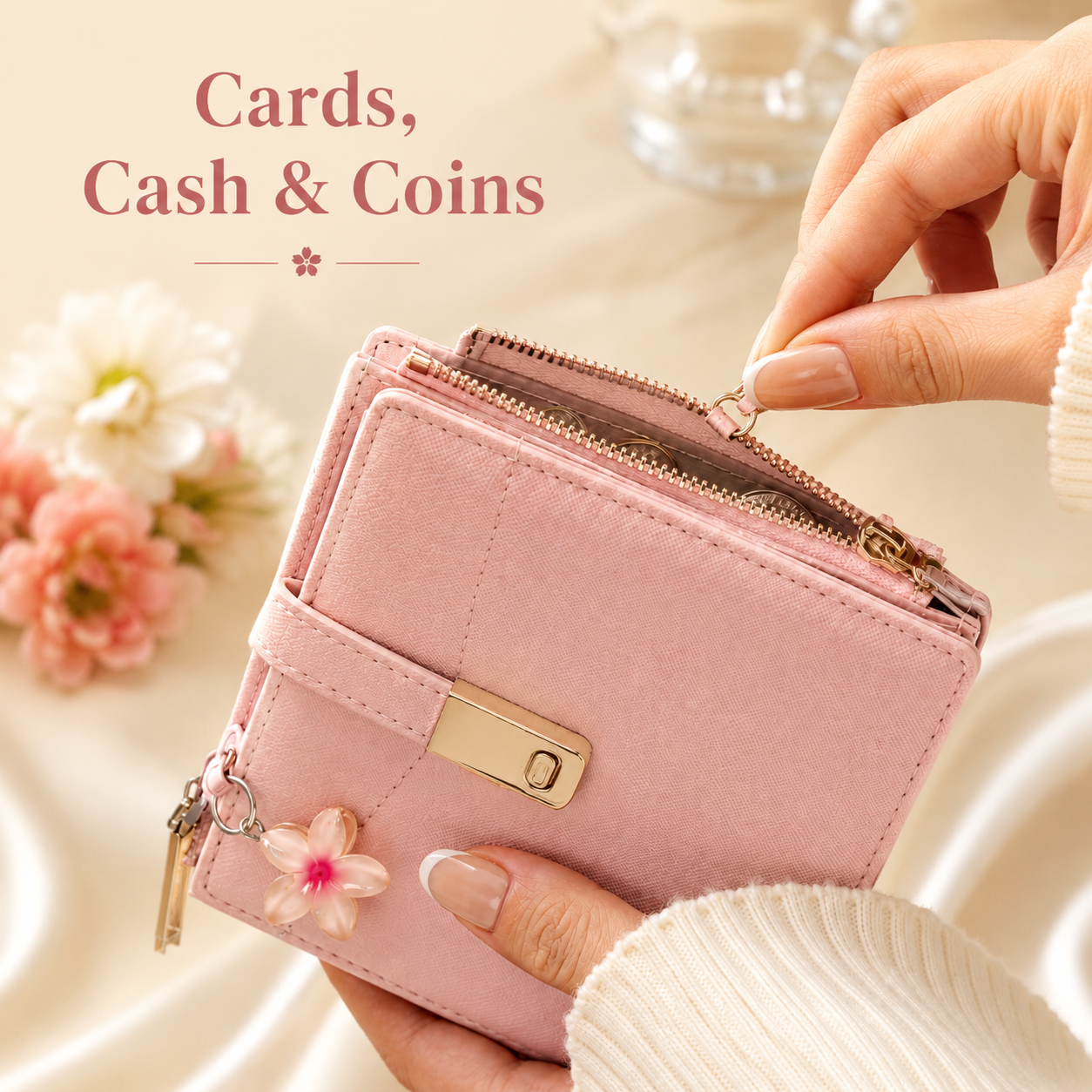 Rosé Luxe Charm Wallet 🌸
