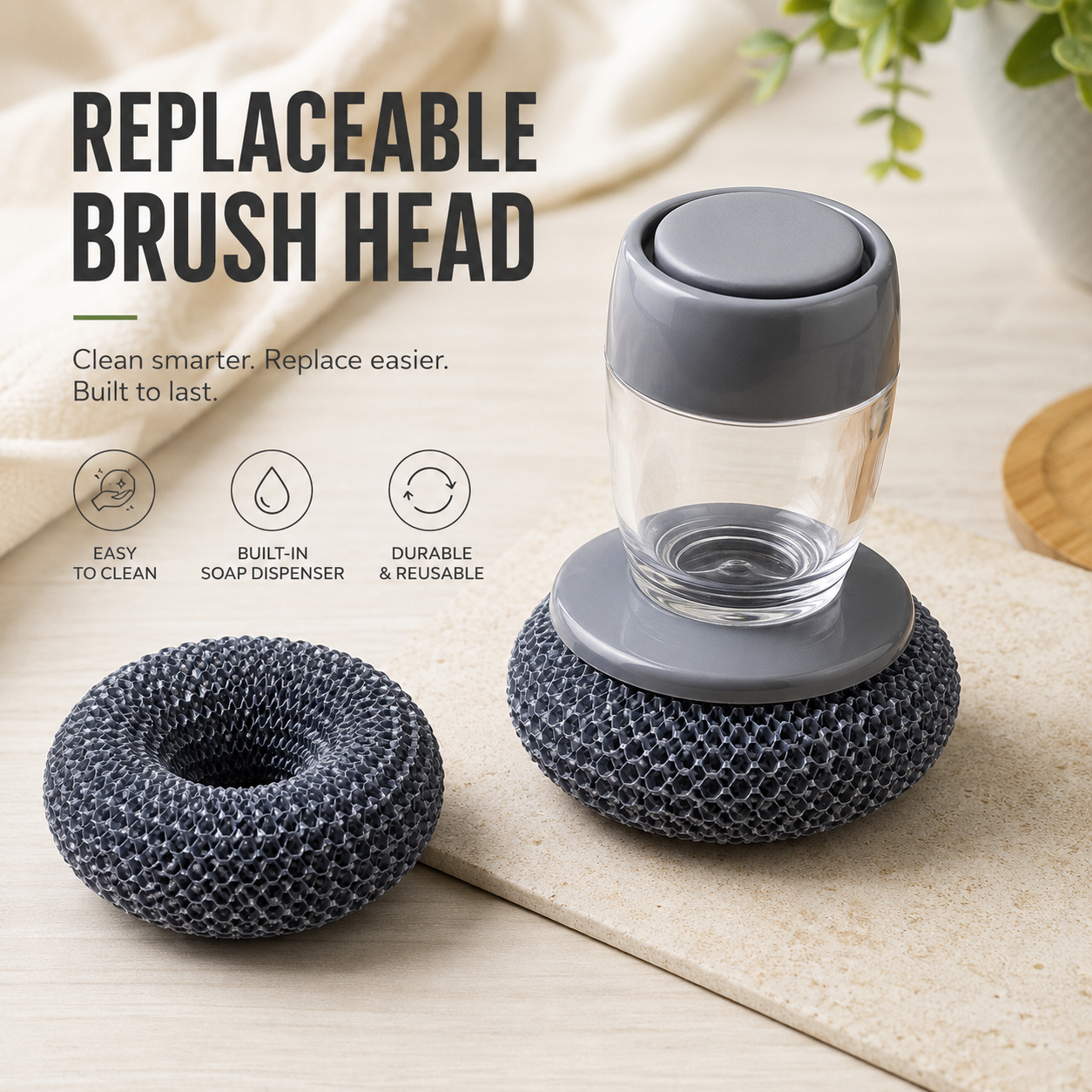 Dish Cleaning Soap Dispensing Scrubber Brush