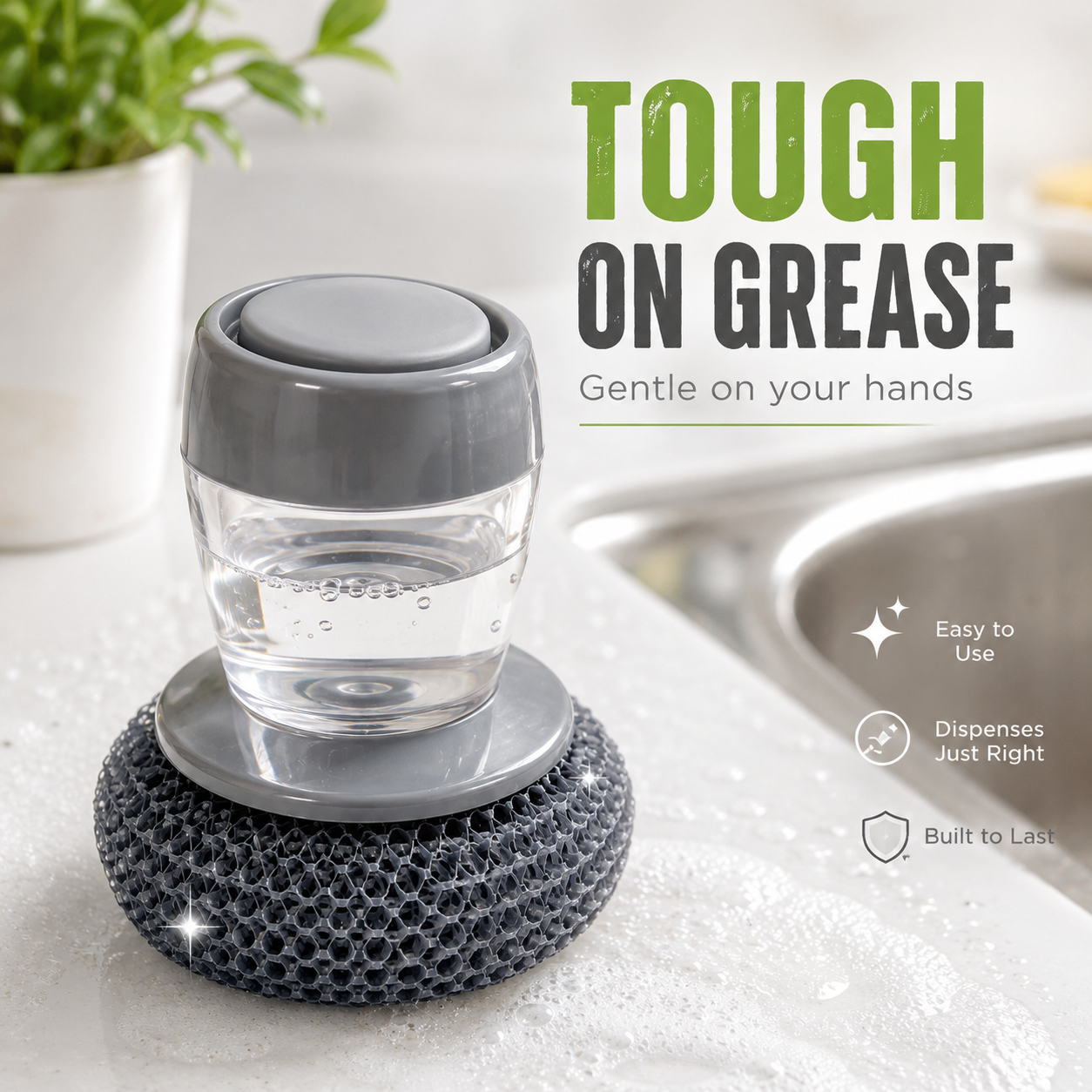 Dish Cleaning Soap Dispensing Scrubber Brush