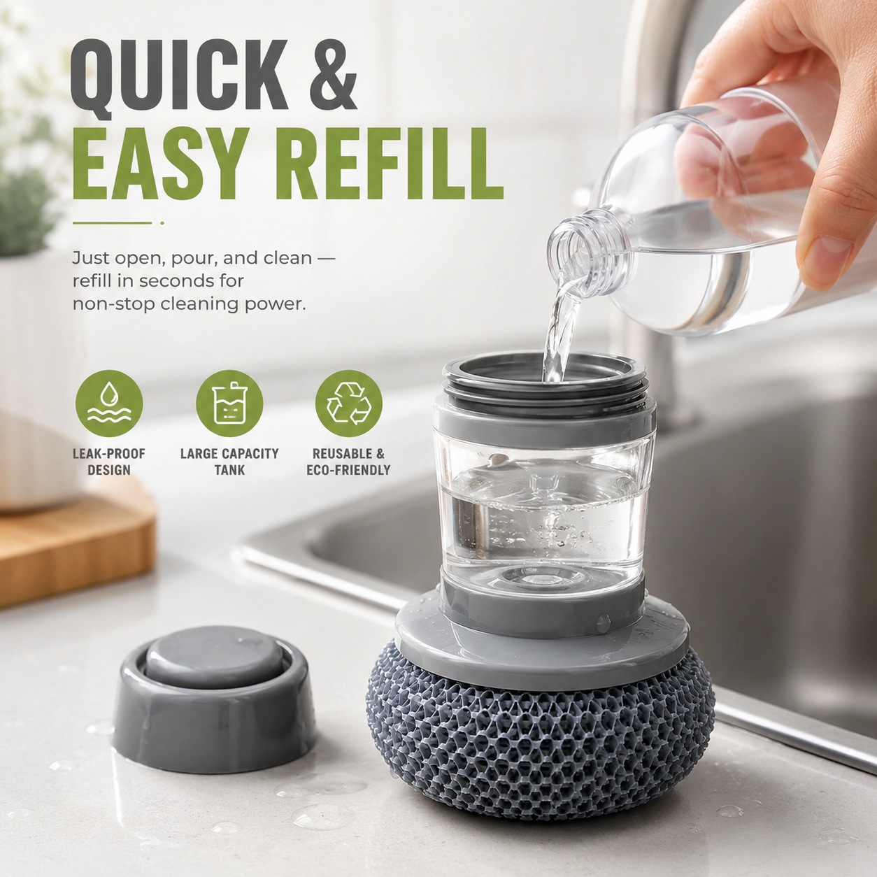Dish Cleaning Soap Dispensing Scrubber Brush