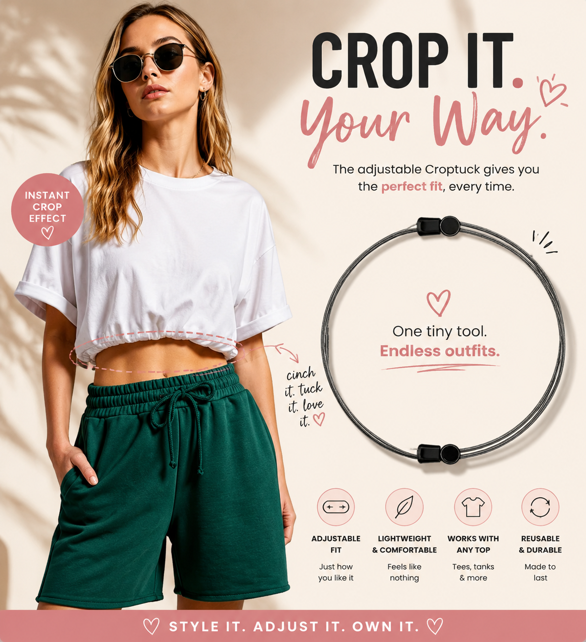 Unisex Crop Tuck Band
