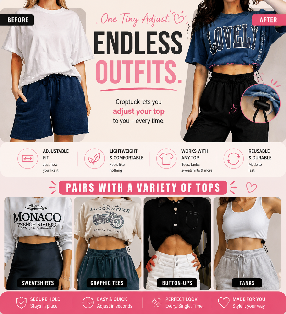 Unisex Crop Tuck Band