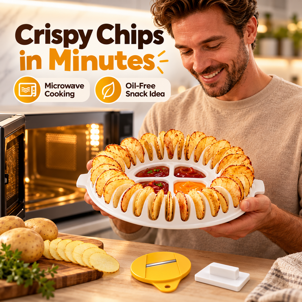 CrispyChips Maker™ – Microwave Potato Chips Maker