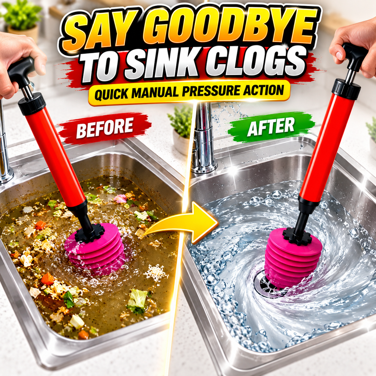 🚽 High Pressure Toilet Plunger - Powerful Drain Unblocker Pump