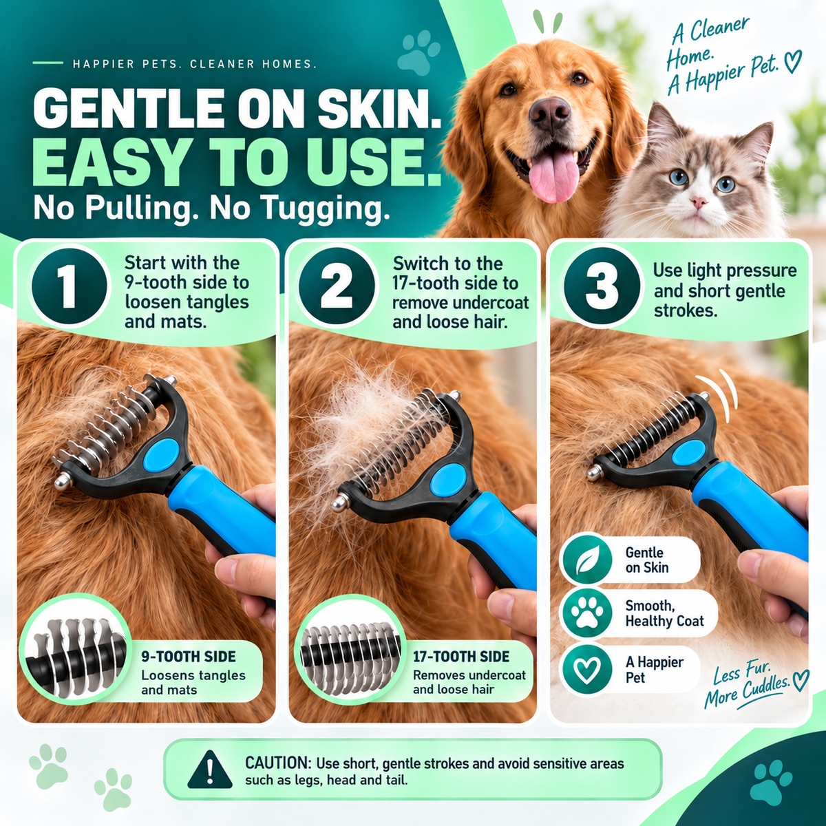 2-in-1 Professional Pet Deshedding Brush