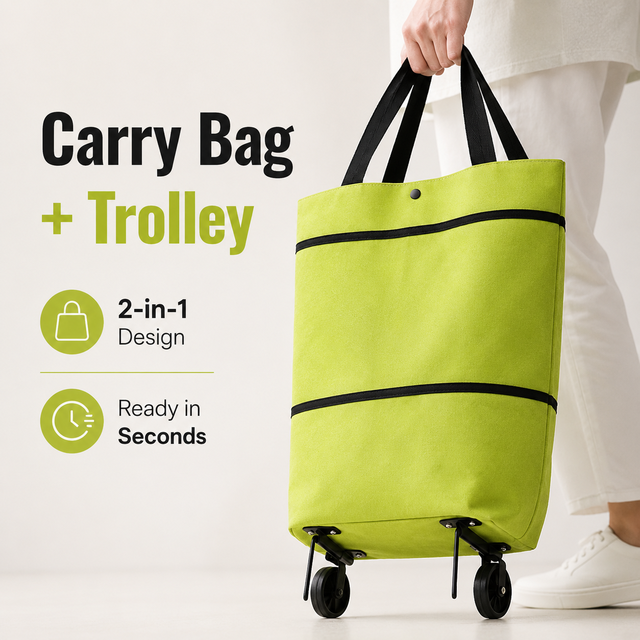 Foldable Shopping Trolley Tote Bag