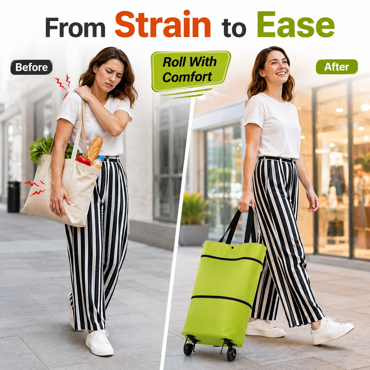 Foldable Shopping Trolley Tote Bag