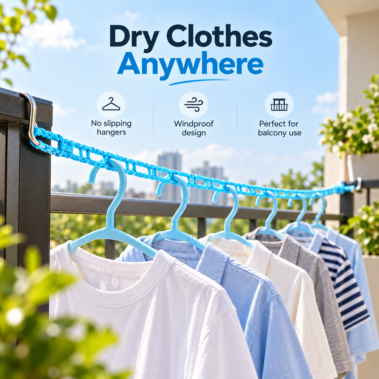 Portable Windproof Drying Rope