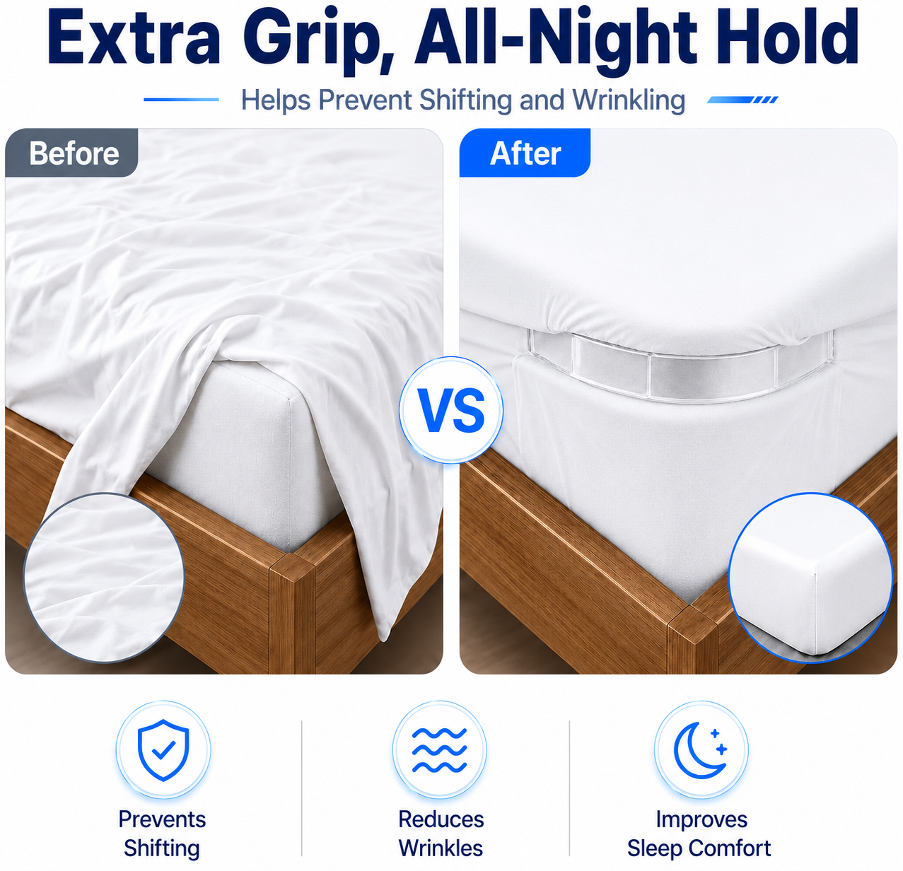 Heavy Duty Bedsheet Corner Tightener Clips with Lock Strips