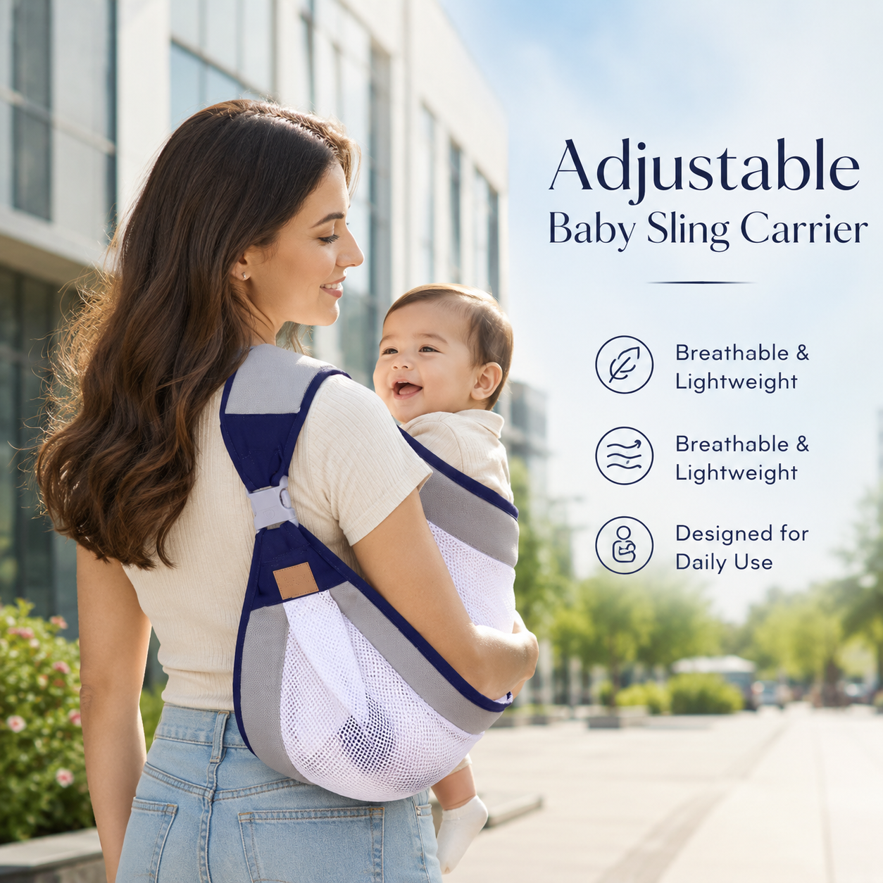 Adjustable Baby Sling Carrier – Lightweight Breathable Mesh👩🏻‍🍼