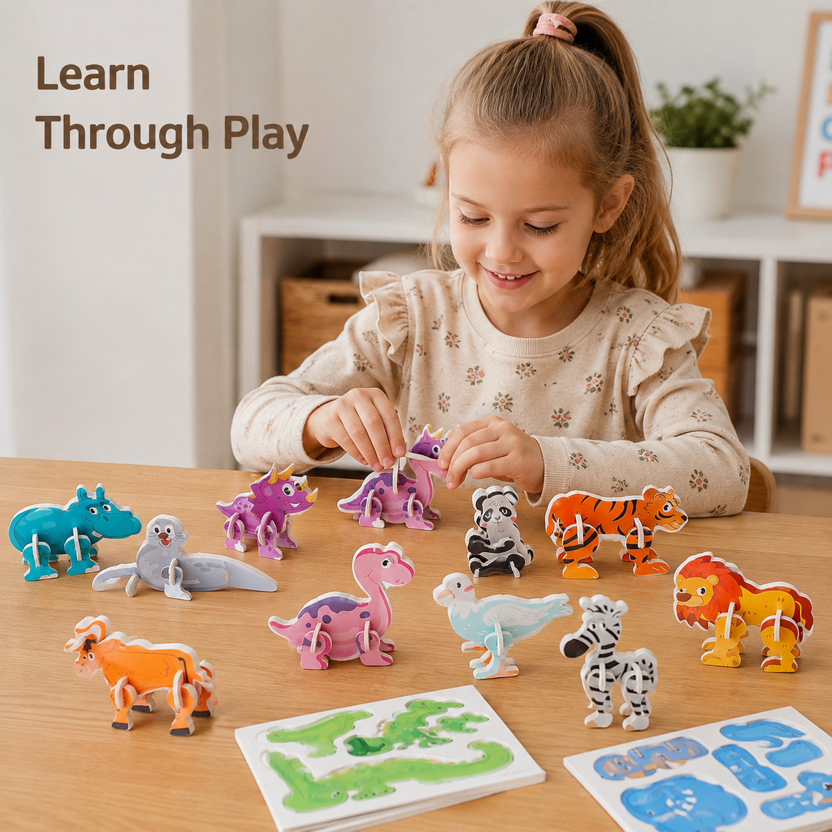 Re Useable Educational 3D Cartoon Puzzle