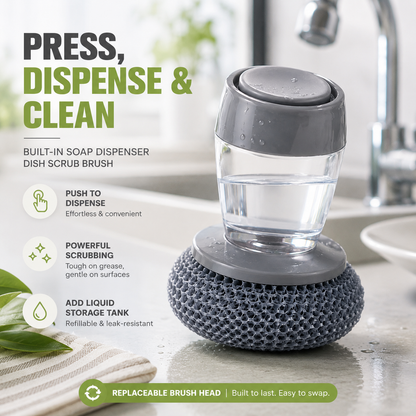 Dish Cleaning Soap Dispensing Scrubber Brush