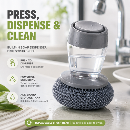 Dish Cleaning Soap Dispensing Scrubber Brush