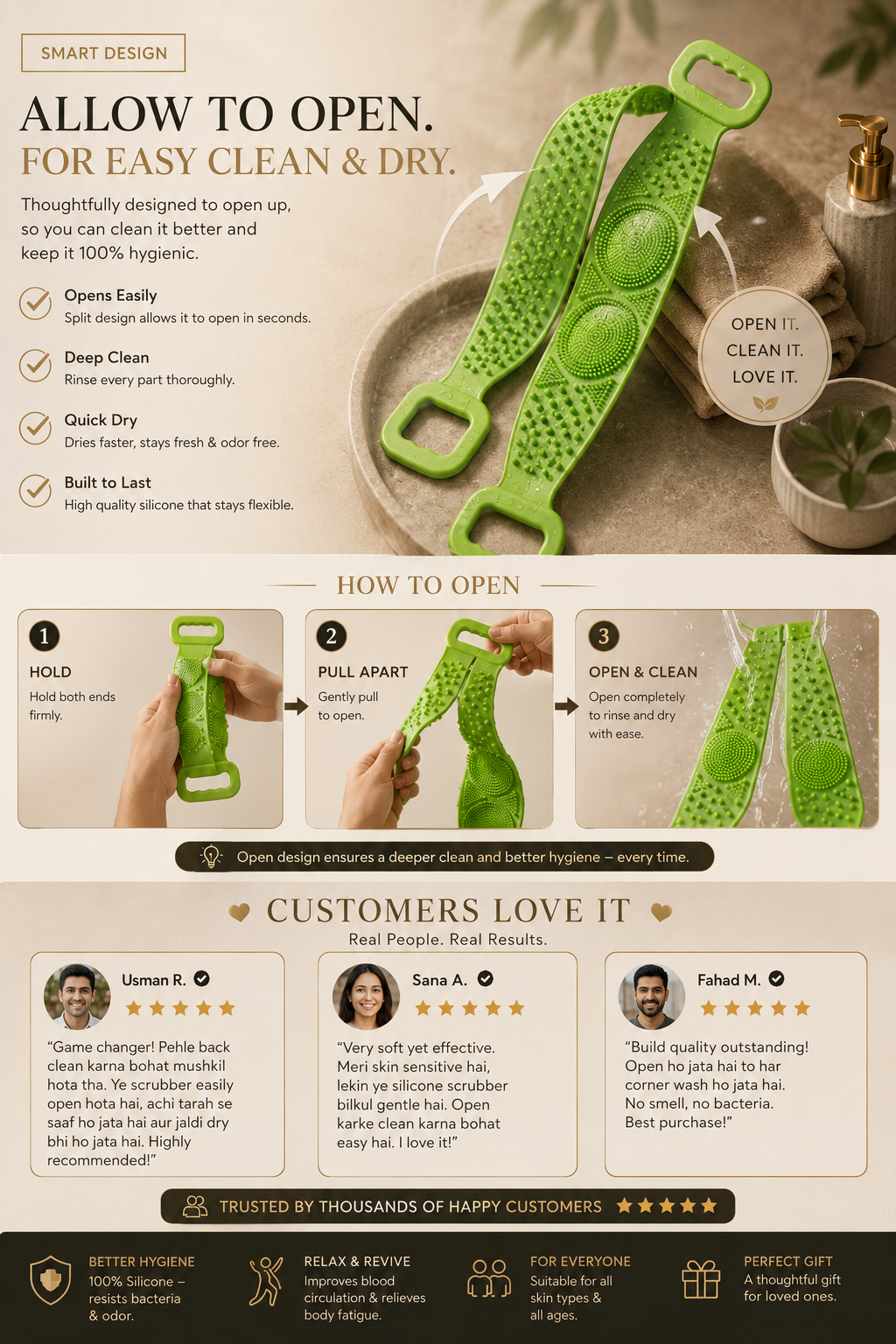 2-in-1 Silicone Back Scrubber and Bath Brush