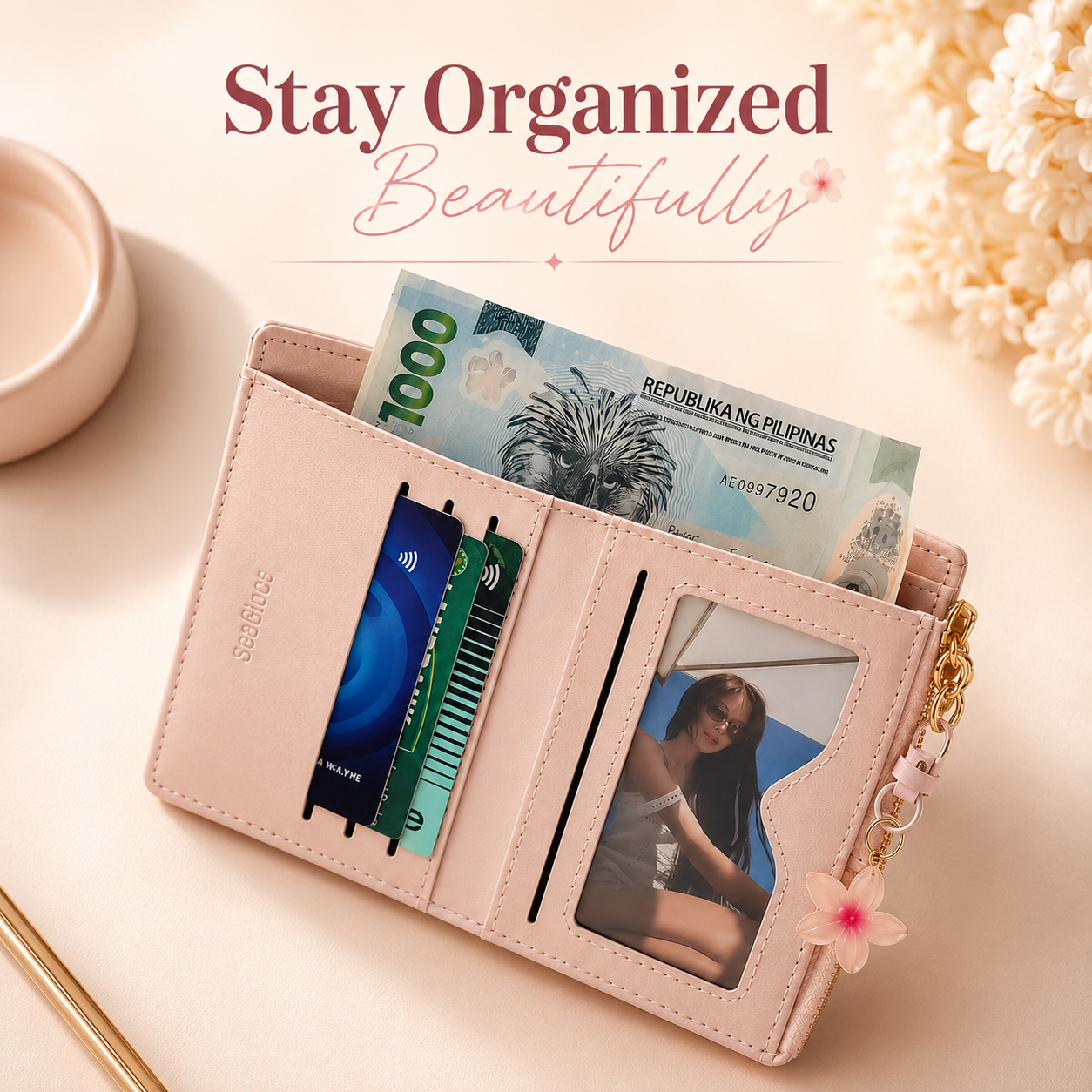 Rosé Luxe Charm Wallet 🌸