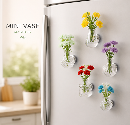 Cute Fridge Mini Vase Magnets With Artificial Flowers 🌷