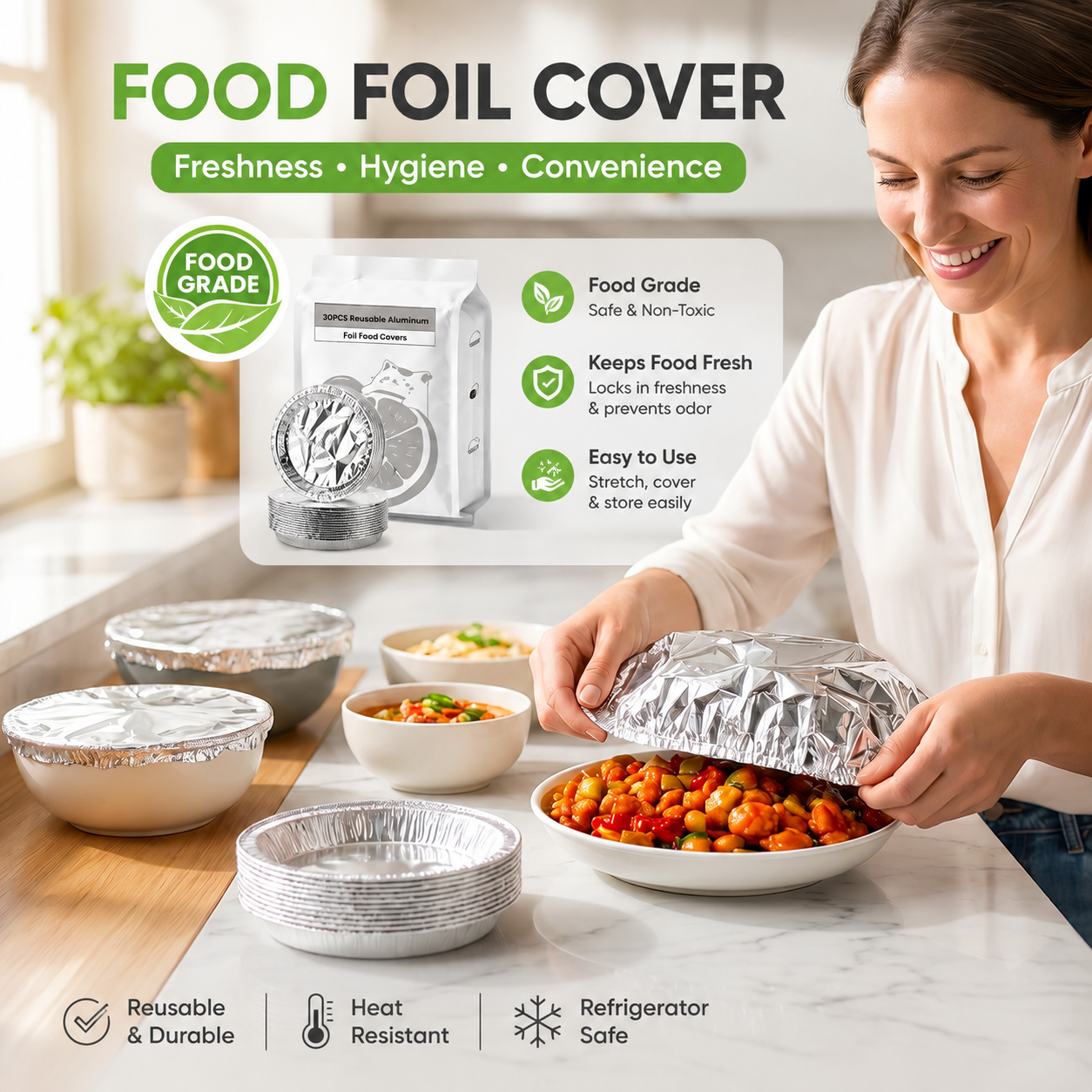 Universal Re- Usable Food Foil Cover