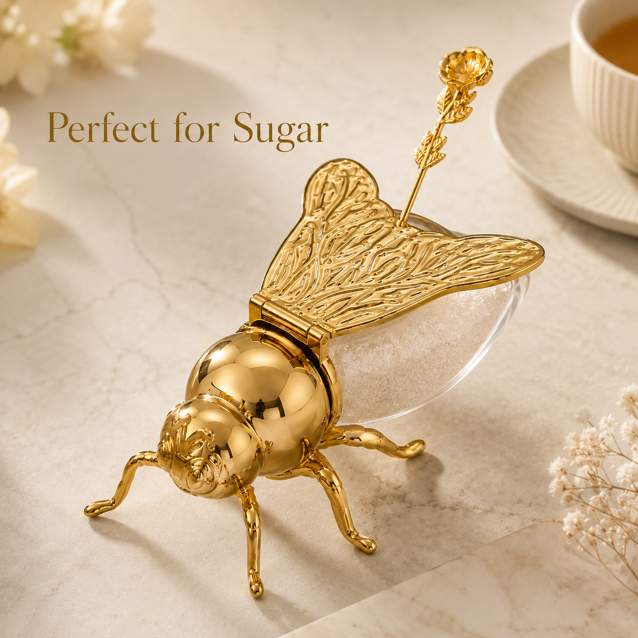Imperial Bee Shaped Honey & Sugar Jar ( With Spoon) Stainless Steel