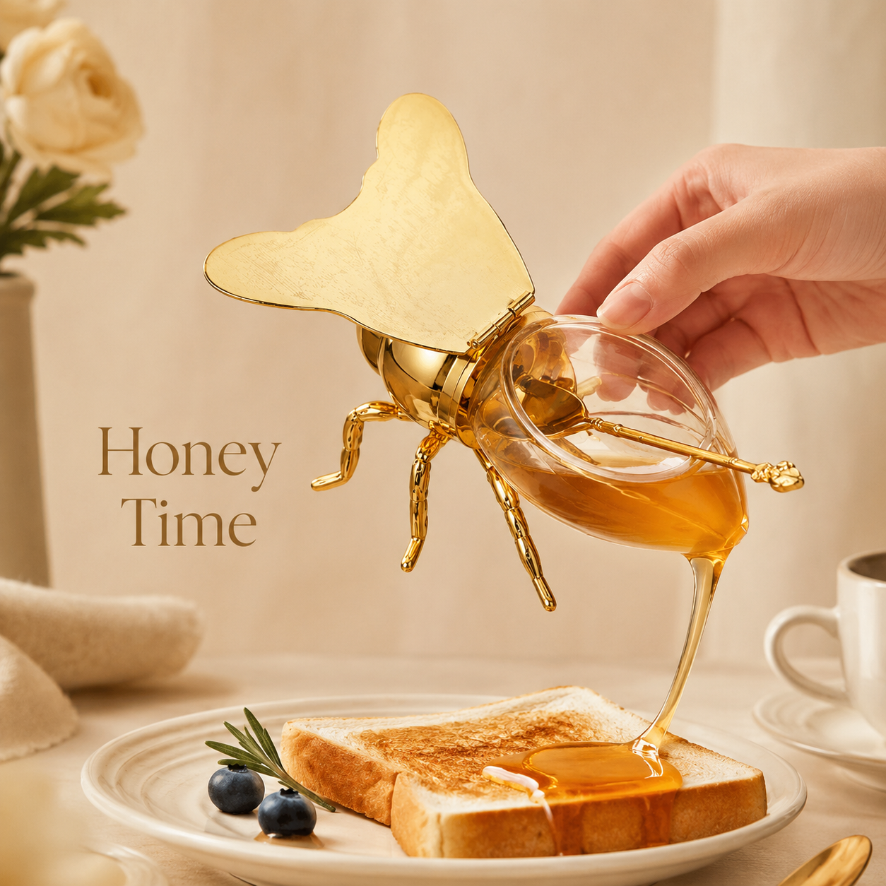Imperial Bee Shaped Honey & Sugar Jar ( With Spoon) Stainless Steel