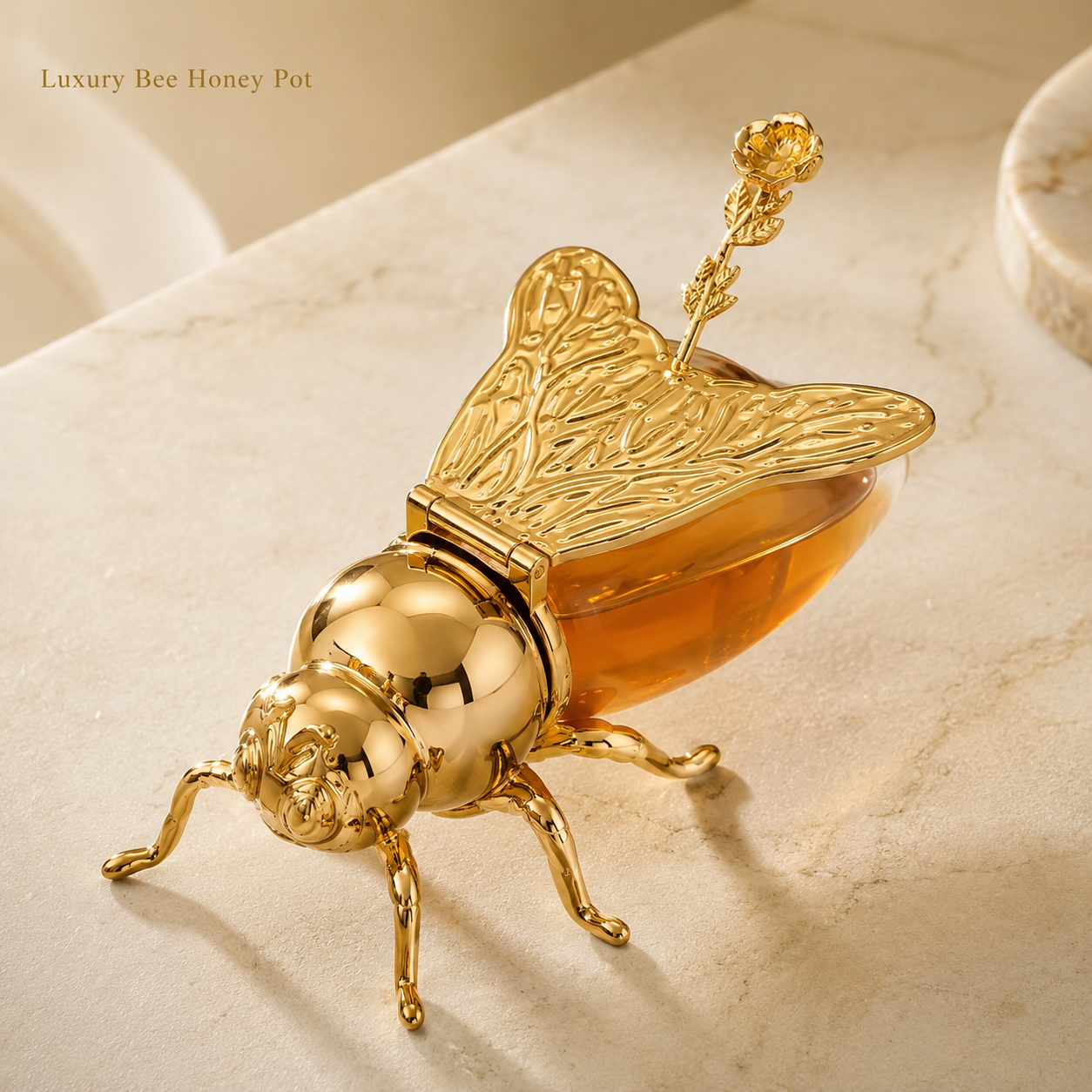 Imperial Bee Shaped Honey & Sugar Jar ( With Spoon) Stainless Steel