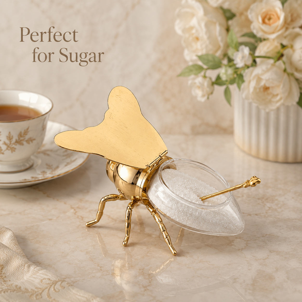 Imperial Bee Shaped Honey & Sugar Jar ( With Spoon) Stainless Steel