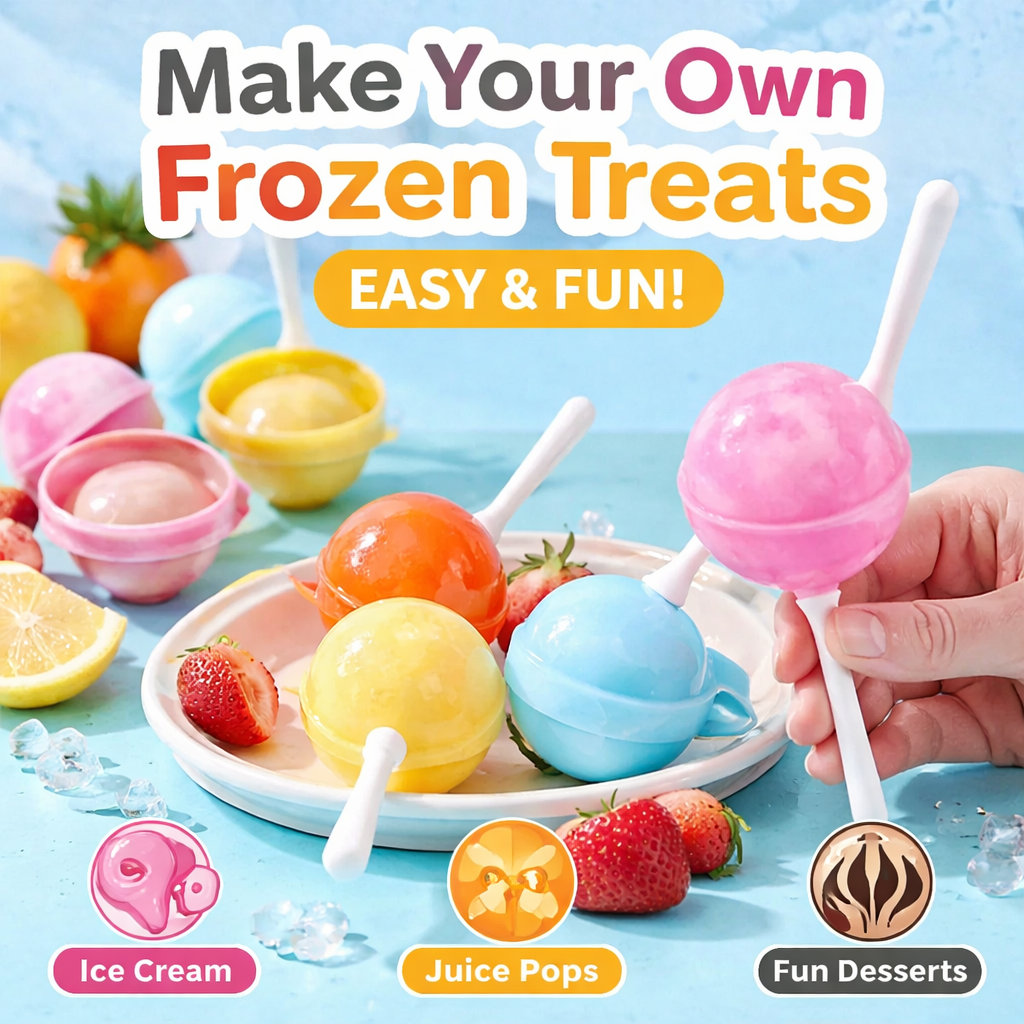 Lollipop Ice Cream Mold – Reusable Popsicle Maker with Sticks