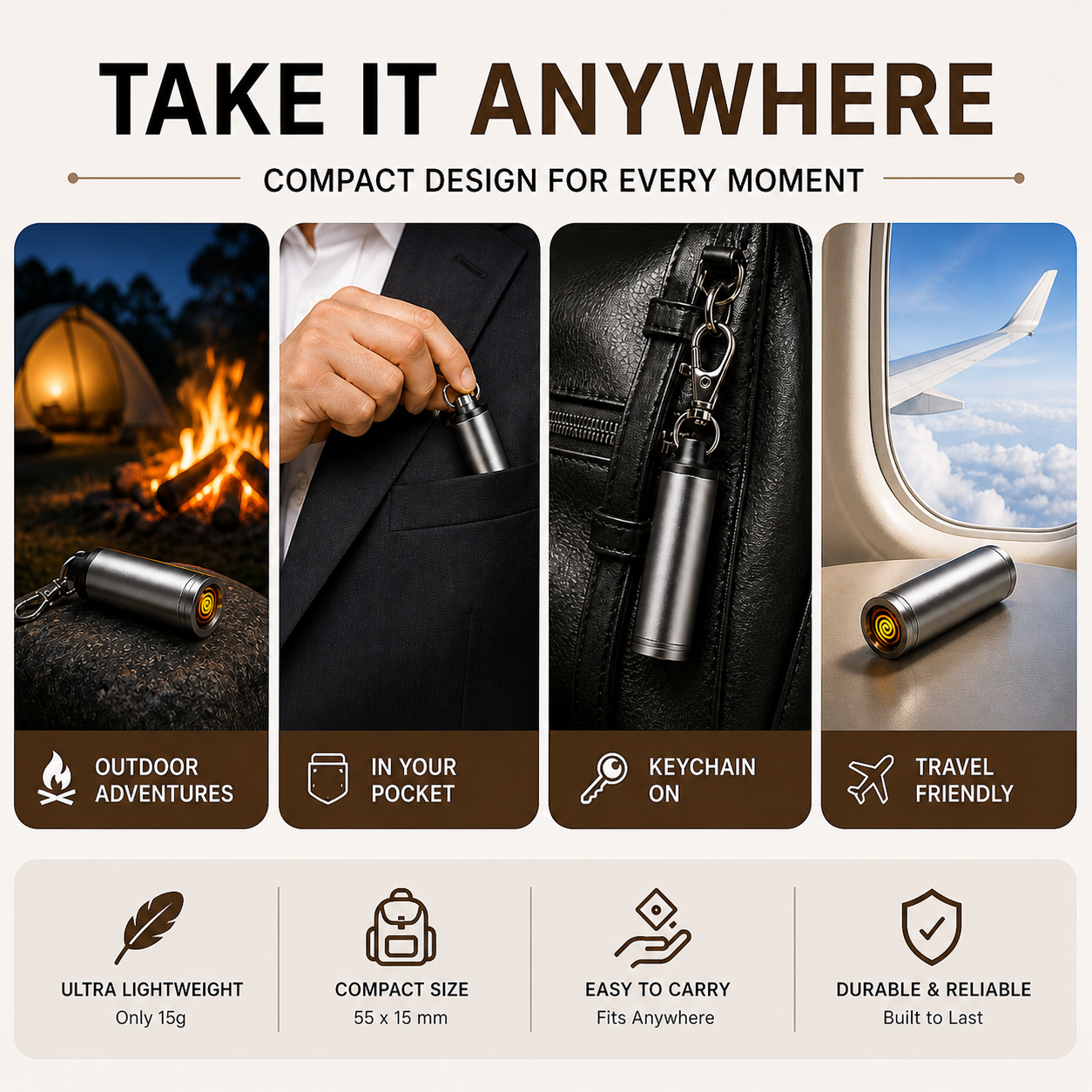 USB‑C Rechargeable Windproof Electric Lighter – Travel & Outdoor Friendly