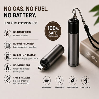USB‑C Rechargeable Windproof Electric Lighter – Travel & Outdoor Friendly