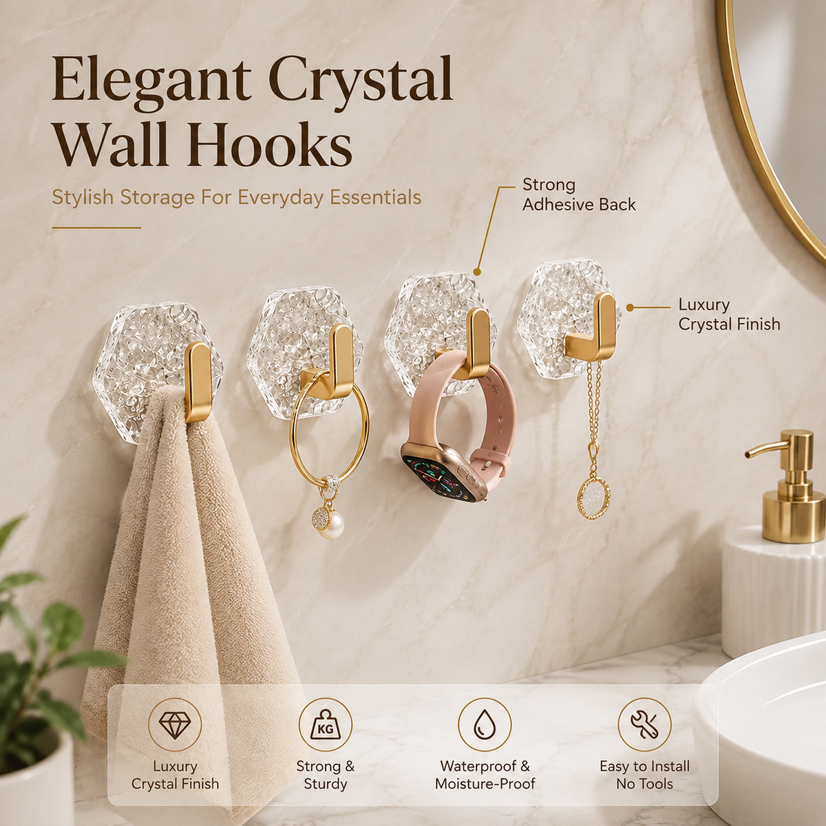 CrystalHold™ Wall Hooks