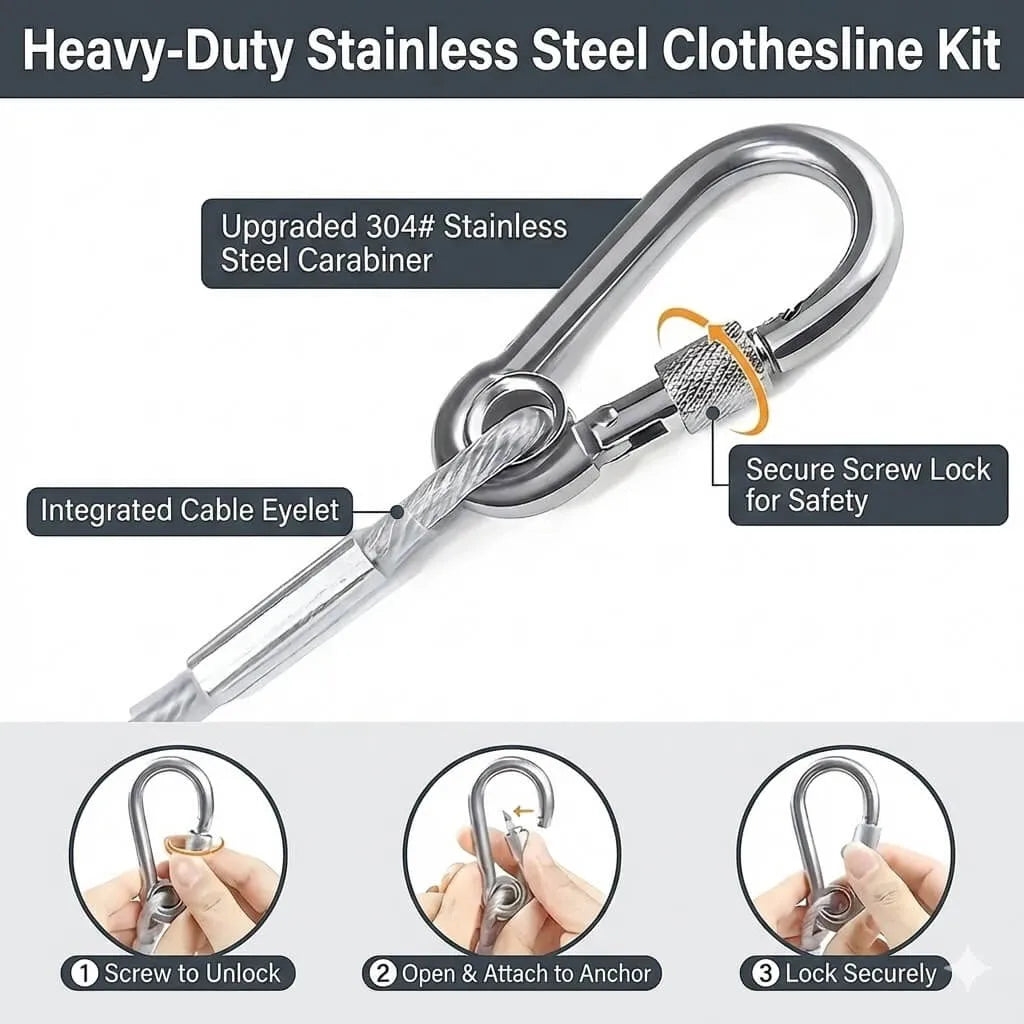 Premium Stainless Steel PVC Coated Clothesline  Heavy-Duty Rust-Resistant Drying Wire