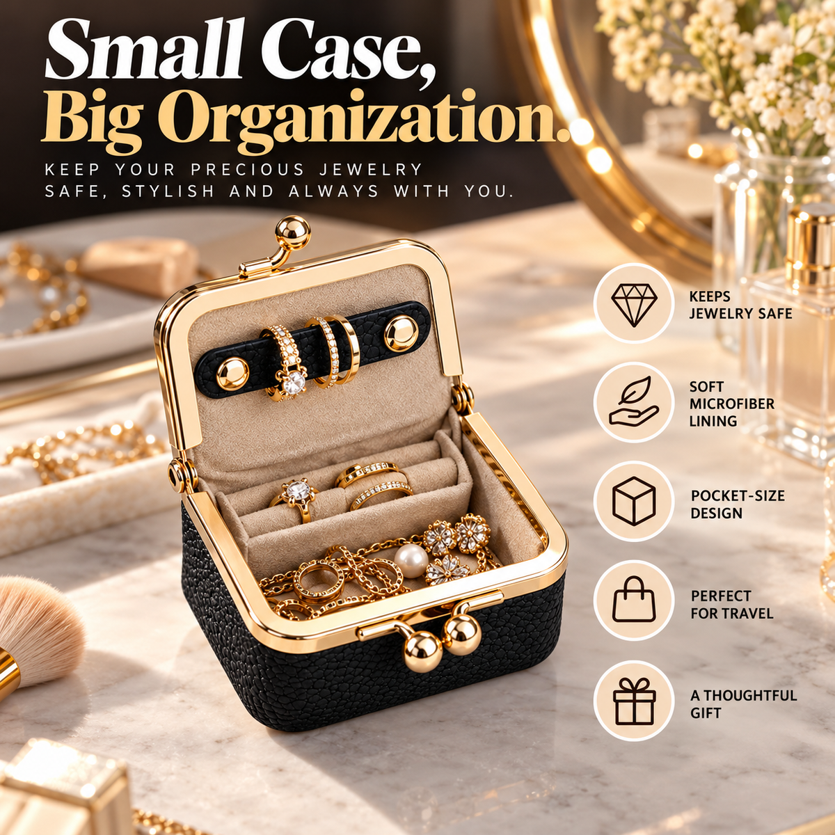 LuxeNest™ Mini Leather Jewelry Organizer