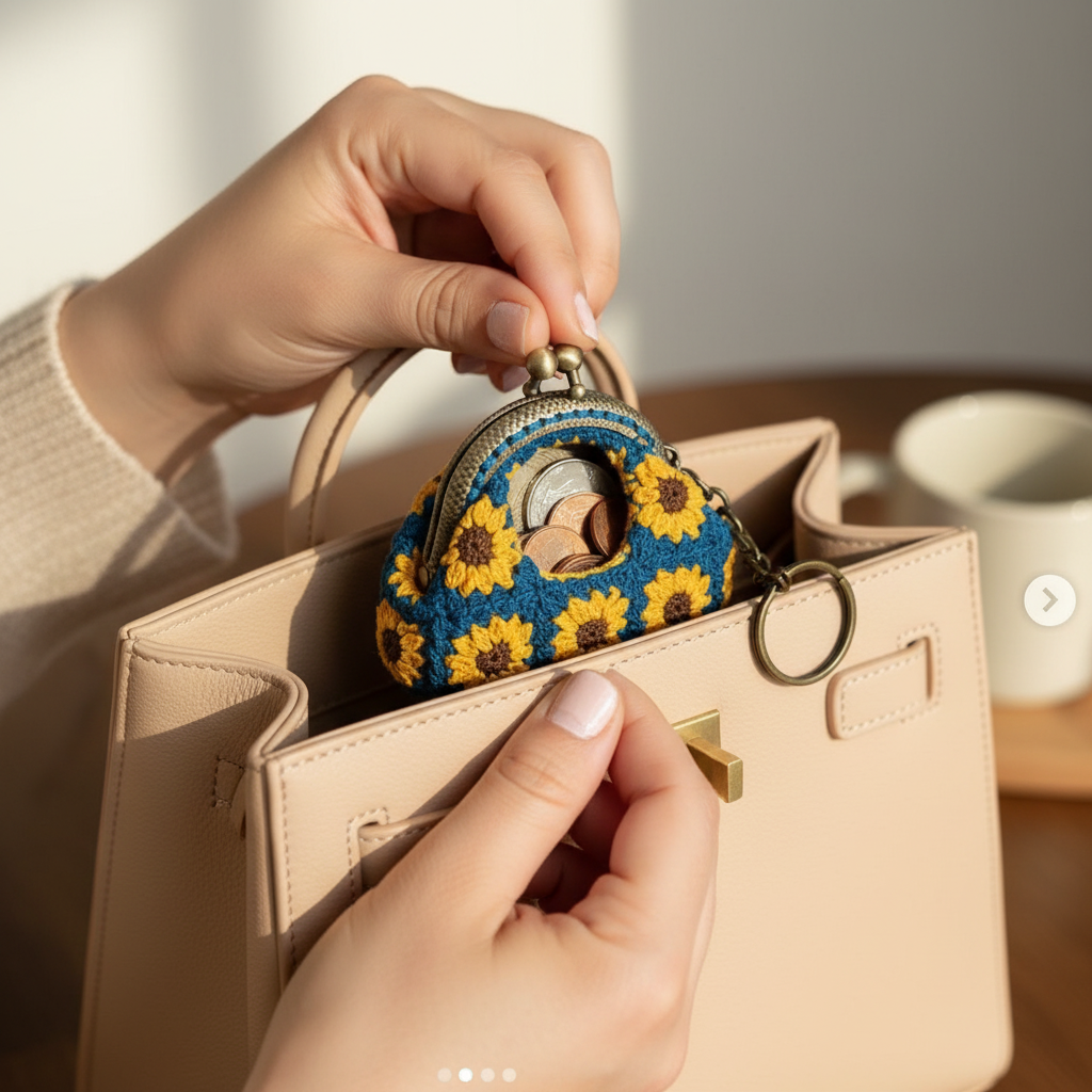 Handmade Mini Crochet Keychain Purse