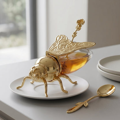 Imperial Bee Shaped Honey & Sugar Jar ( With Spoon) Stainless Steel