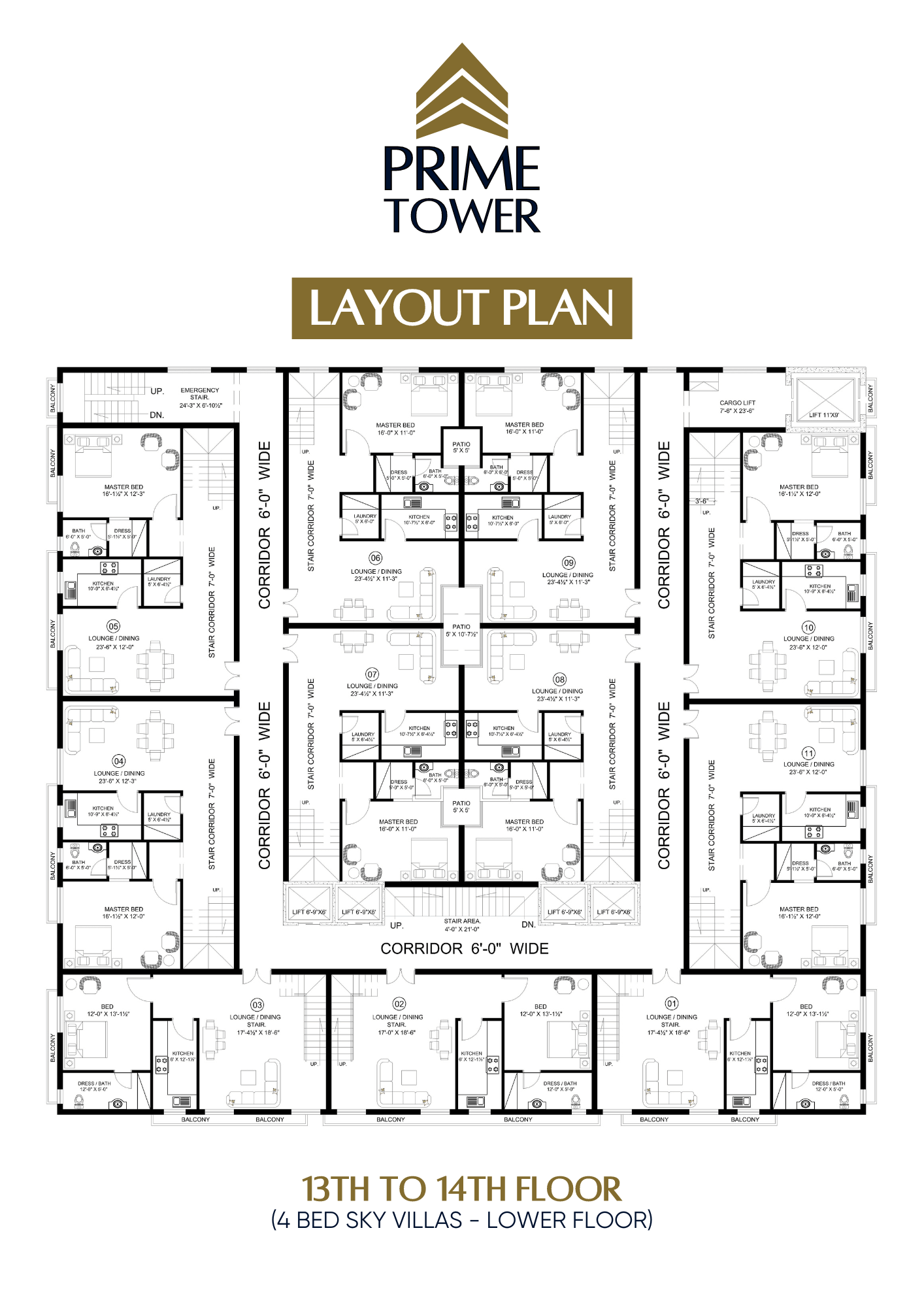 13th to 14th Floor (Lower)